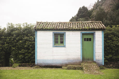 Small wooden house with trees in background - PCLF00377