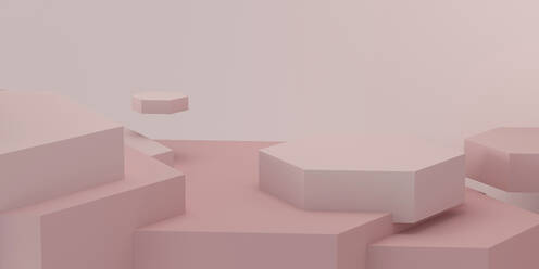 Geometry shaped podium against pink background - MSMF00036
