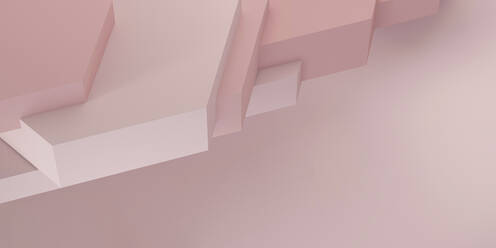 Three dimensional geometry shaped podium against pink background - MSMF00037