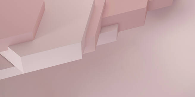 Dreidimensionales geometrisch geformtes Podium vor rosa Hintergrund - MSMF00037