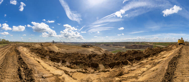 Germany, North Rhine Westphalia, Grevenbroich, Panoramic view of Garzweiler I open pit mine - FRF01014