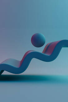 3D render of sphere bouncing down undulating surface - GCAF00294