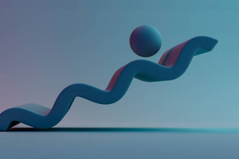 3D render of sphere bouncing down undulating surface - GCAF00295