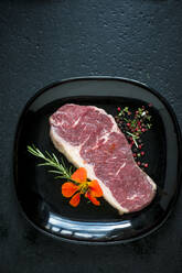 Piece of raw meat on plate - HHF05872