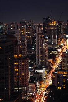 Thailand, Bangkok, Downtown traffic at night - IKF00409