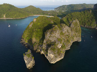 Thailand, Krabi Province, Drone view of cliffs of Phi Phi Islands - CVF02401