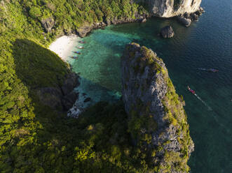 Thailand, Krabi Province, Drone view of cliffs of Phi Phi Islands - CVF02404