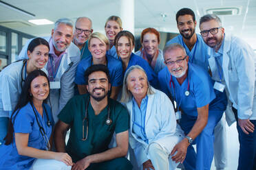 Porträt von glücklichen Ärzten, Krankenschwestern und anderem medizinischen Personal in einem Krankenhaus. - HPIF10314