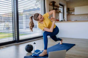 Young woman doing exercises at home. - HPIF12116