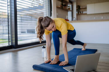 Young woman doing exercises at home. - HPIF12117