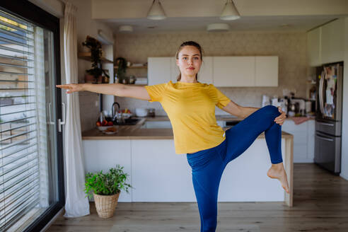 Young woman doing exercises at home. - HPIF12121