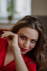 Top view of an young woman with evening make-up. - HPIF12954