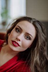 Portrait of an young woman with evening make-up. - HPIF12958