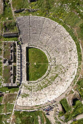 Aerial view of ancient ruins of a greek temple in Aphrodisias, Aydin, Turkey. - AAEF17880