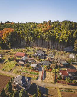 Luftaufnahme des japanischen Dorfes Aida, Motegi, Tochigi Japan. - AAEF17951