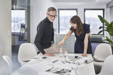 Two creative business colleagues working on a project in office - RORF03564