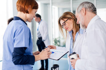 Group of doctors on conference, medical team standing and discussing issues. - HPIF16006