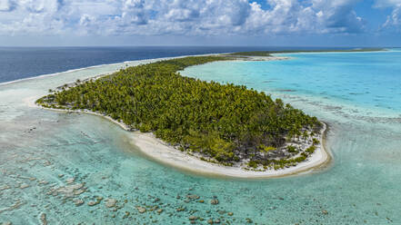 Luftaufnahme eines weißen Korallenstrands, Anaa-Atoll, Tuamotu-Archipel, Französisch-Polynesien, Südpazifik, Pazifik - RHPLF24116