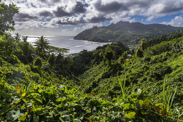 View over Avera, Rurutu, Austral islands, French Polynesia, South Pacific, Pacific - RHPLF24139