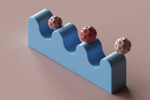 3D render of spheres bouncing on wavy object - GCAF00327