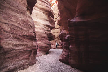 Young woman standing in red canyon, Eilat, Israel - PCLF00635