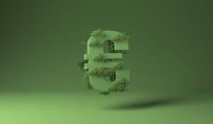 Eurozeichen mit grünen Pflanzen vor grünem Hintergrund - MSMF00048