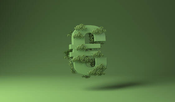 Eurozeichen mit grünen Pflanzen vor grünem Hintergrund - MSMF00048