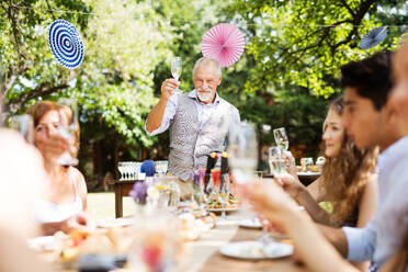 Familienfest im Hinterhof, große Gartenparty. - HPIF28083