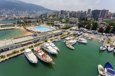 Aerial view of a harbour with yachts in Jounieh, Beirut, Lebanon. - AAEF18163
