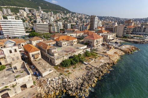 Aerial view of carpets on a rooftop in Jounieh, Beirut, Lebanon. - AAEF18172