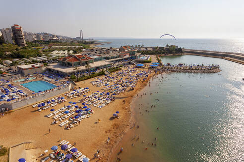 Aerial view of luxury resorts along the coast, Jounieh, Beirut, Lebanon. - AAEF18174