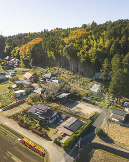 Aerial view of the japanese village Aida, Motegi, Tochigi Japan. - AAEF18215