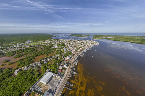 Aerial view of Rio Lagartos small town, Yucatan, Mexico. - AAEF18260