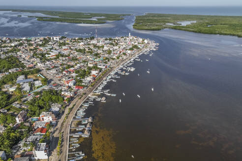 Aerial view of Rio Lagartos small town, Yucatan, Mexico. - AAEF18263