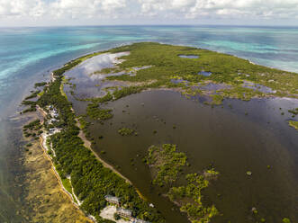 Aerial view of Cayo Centro small island, Biosfera Natural Reserve, Quintana Roo, Mexico. - AAEF18273