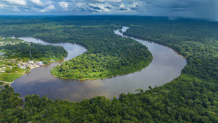 Aerial of the Suriname River at Pokigron, Suriname, South America - RHPLF24219