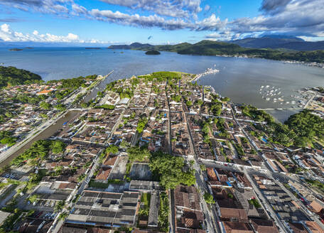 Aerial of Paraty, UNESCO World Heritage Site, Brazil, South America - RHPLF24246
