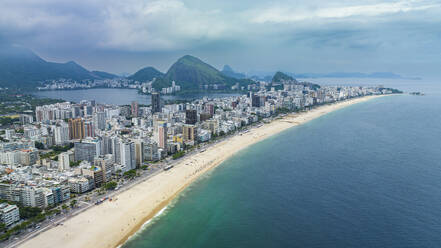 Aerial of Leblon beach, Rio de Janeiro, Brazil, South America - RHPLF24251
