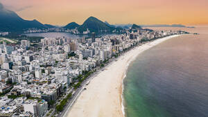 Aerial of Leblon beach, Rio de Janeiro, Brazil, South America - RHPLF24253