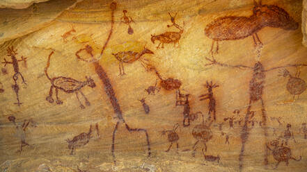 Rock art painting at Pedra Furada, Serra da Capivara National Park, UNESCO World Heritage Site, Piaui, Brazil, South America - RHPLF24273