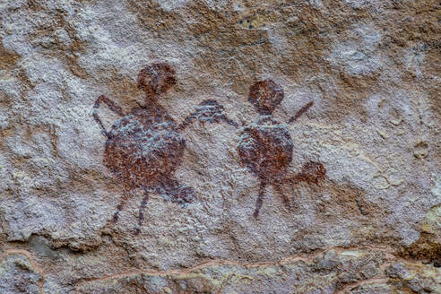 Rock art painting at Pedra Furada, Serra da Capivara National Park, UNESCO World Heritage Site, Piaui, Brazil, South America - RHPLF24279