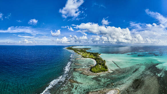 Aerial of Home island, Cocos (Keeling) Islands, Australian Indian Ocean Territory, Australia, Indian Ocean - RHPLF24307