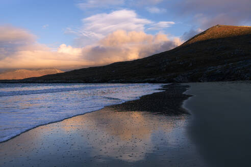 Luskentyre beach at sunset, Isle of Harris, Outer Hebrides, Scotland, United Kingdom, Europe - RHPLF24313