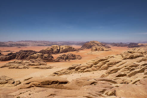 Red sand and rocks in the Wadi Rum desert, Jordan, Middle East - RHPLF24371