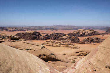 Red sand and rocks in the Wadi Rum desert, Jordan, Middle East - RHPLF24374