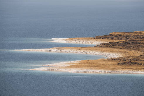 Coast with white salt deposit of the Dead Sea, Jordan, Middle East - RHPLF24388