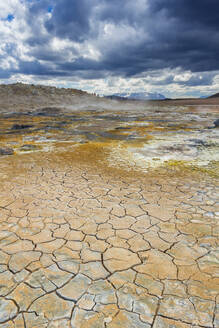 Geothermal area and mud cracks, Namafjall Hverir, Iceland, Polar Regions - RHPLF24478