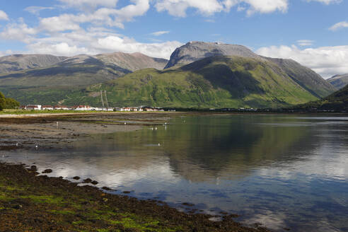 Ben Nevis and Fort William from Corpach, Highlands, Scotland, United Kingdom, Europe - RHPLF24554