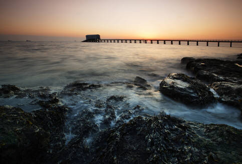 Bembridge Pier at sunrise, Isle of Wight, England, United Kingdom, Europe - RHPLF24574