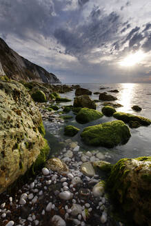 Sunset over Alum Bay, Isle of Wight, England, United Kingdom, Europe - RHPLF24580